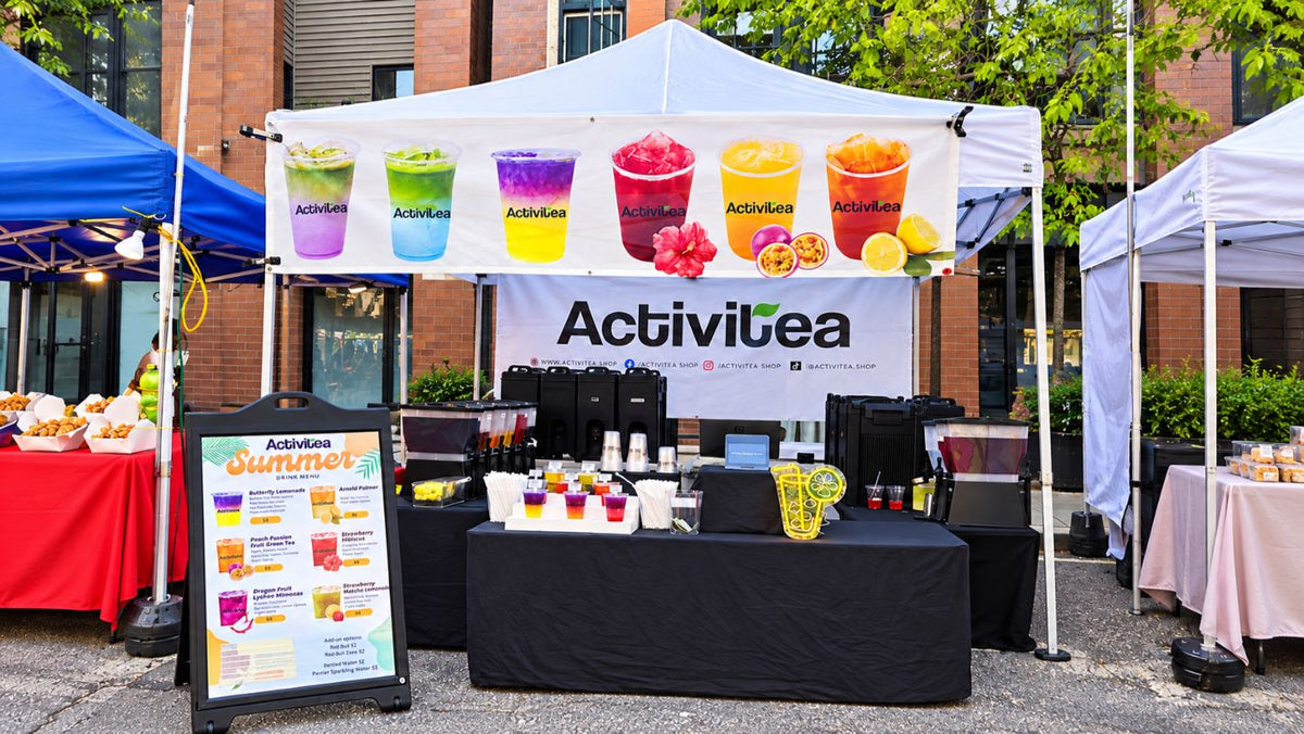 A real Activitea Peach Coconut Fizz in its branded cup
